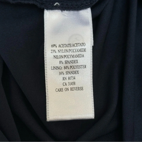 BCBGMAXAZRIA Ruched Jersey Halter Dress Sequin Trim Cocktail Y2K Navy Small NWT - Picture 12 of 14